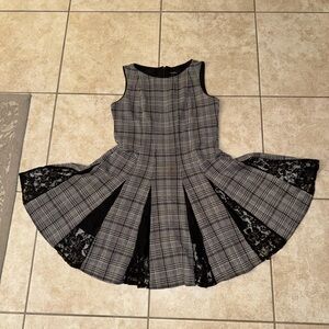 Roz & Ali Vintage OG Black Grey Textured Dress